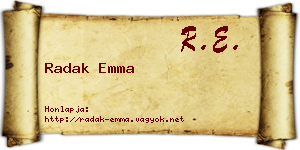 Radak Emma névjegykártya